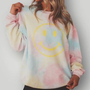 Friday+Saturday Smiley Tie Dye Corded Crewneck
